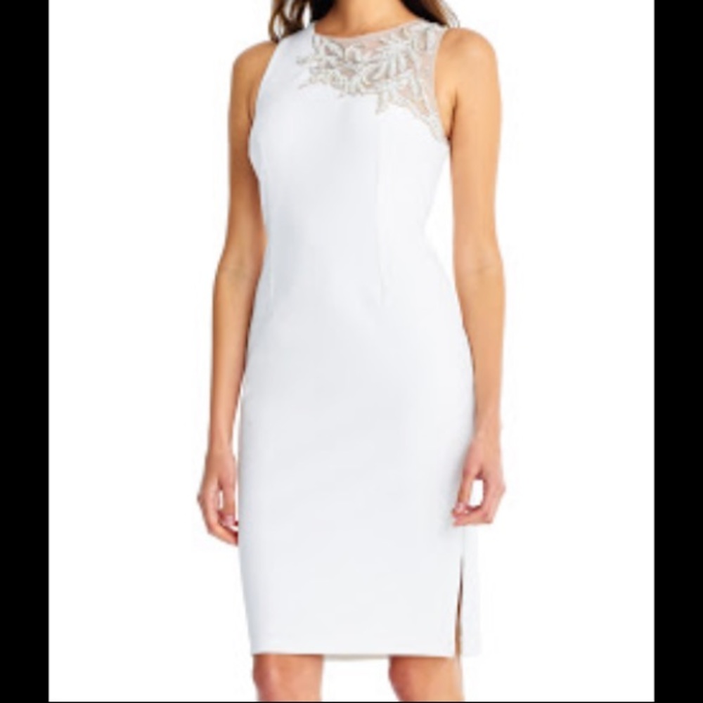 Aidan Mattox White Dress with Silver Embellishments